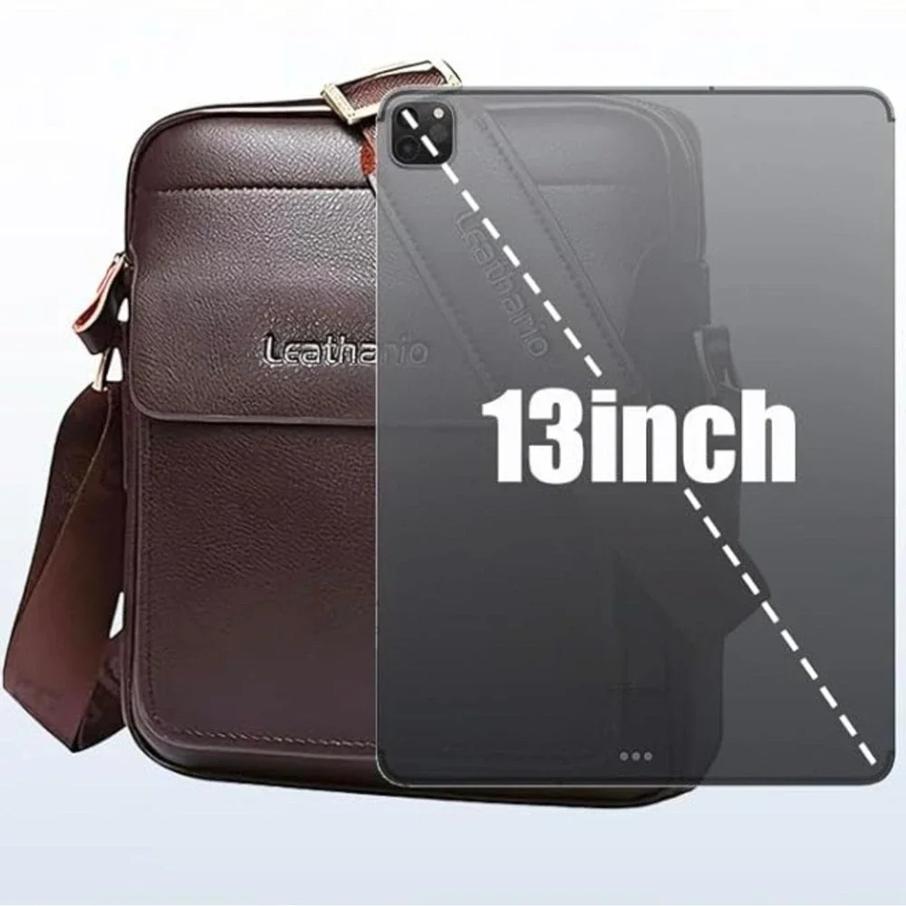 Leathario Mens Vegan Leather Messenger Bag Brown Crossbody Shoulder Travel Bag